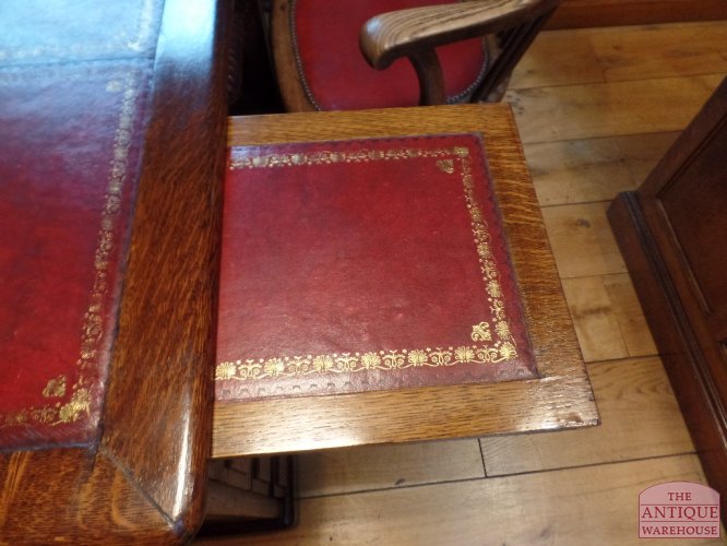 Escritorio de socios antiguo de roble 3