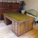 Escritorio de socios de caoba antiguo 1