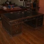 Escritorio de socios de roble antiguo 1