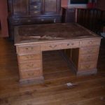 Escritorio de socios de roble antiguo 1