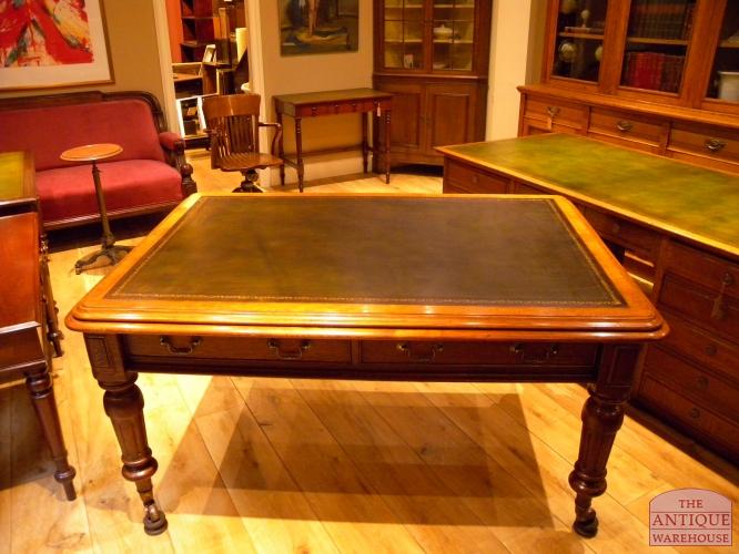 Mesa de escritura de roble antiguo circa 1870 3