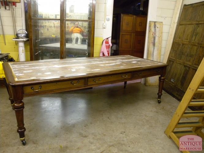 Mesa de escritura de roble antiguo, mesa de biblioteca 3