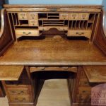 Escritorio cilíndrico antiguo de roble 3